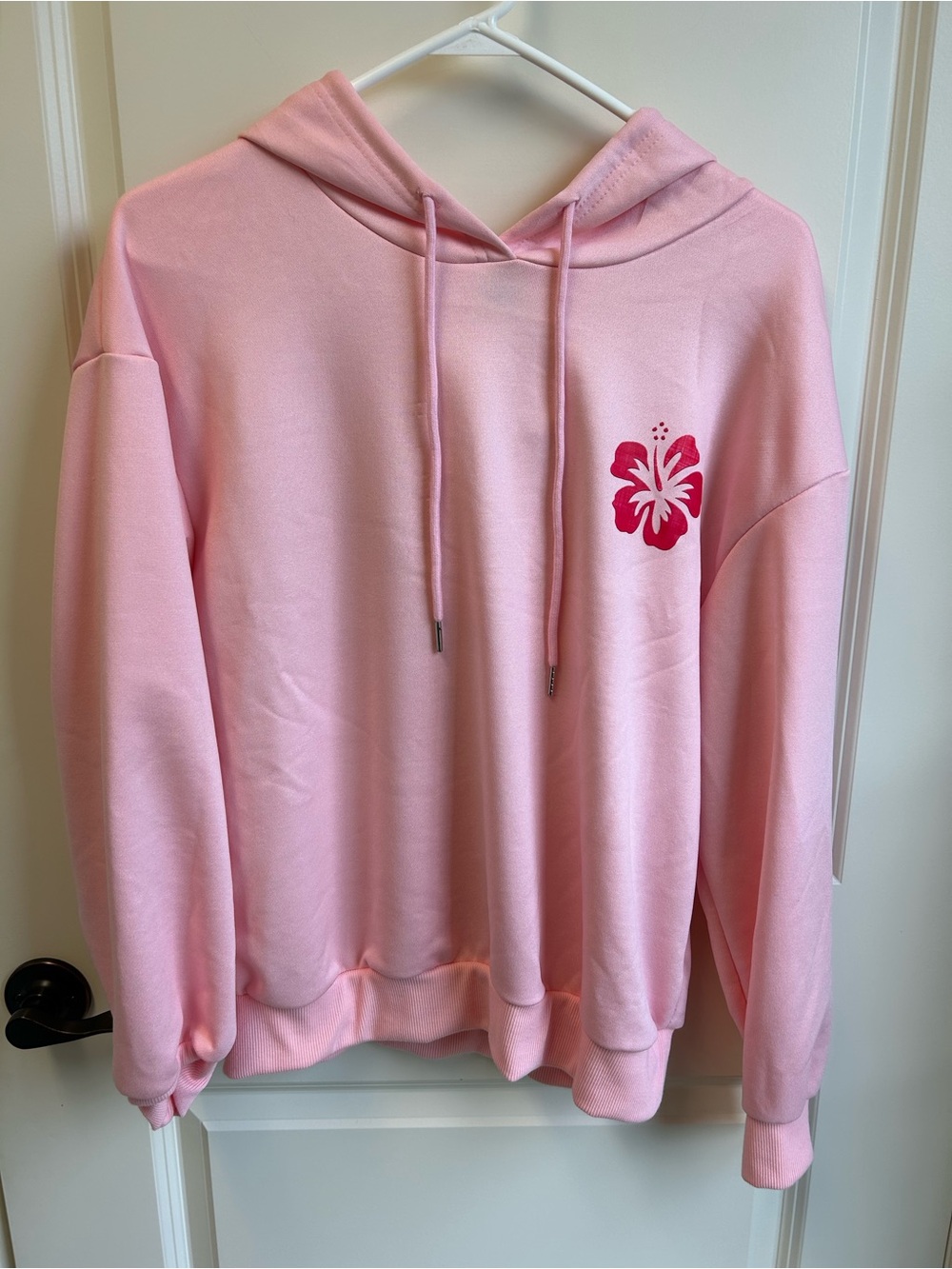 Women's Pink Hoodie with Hibiscus Graphic small